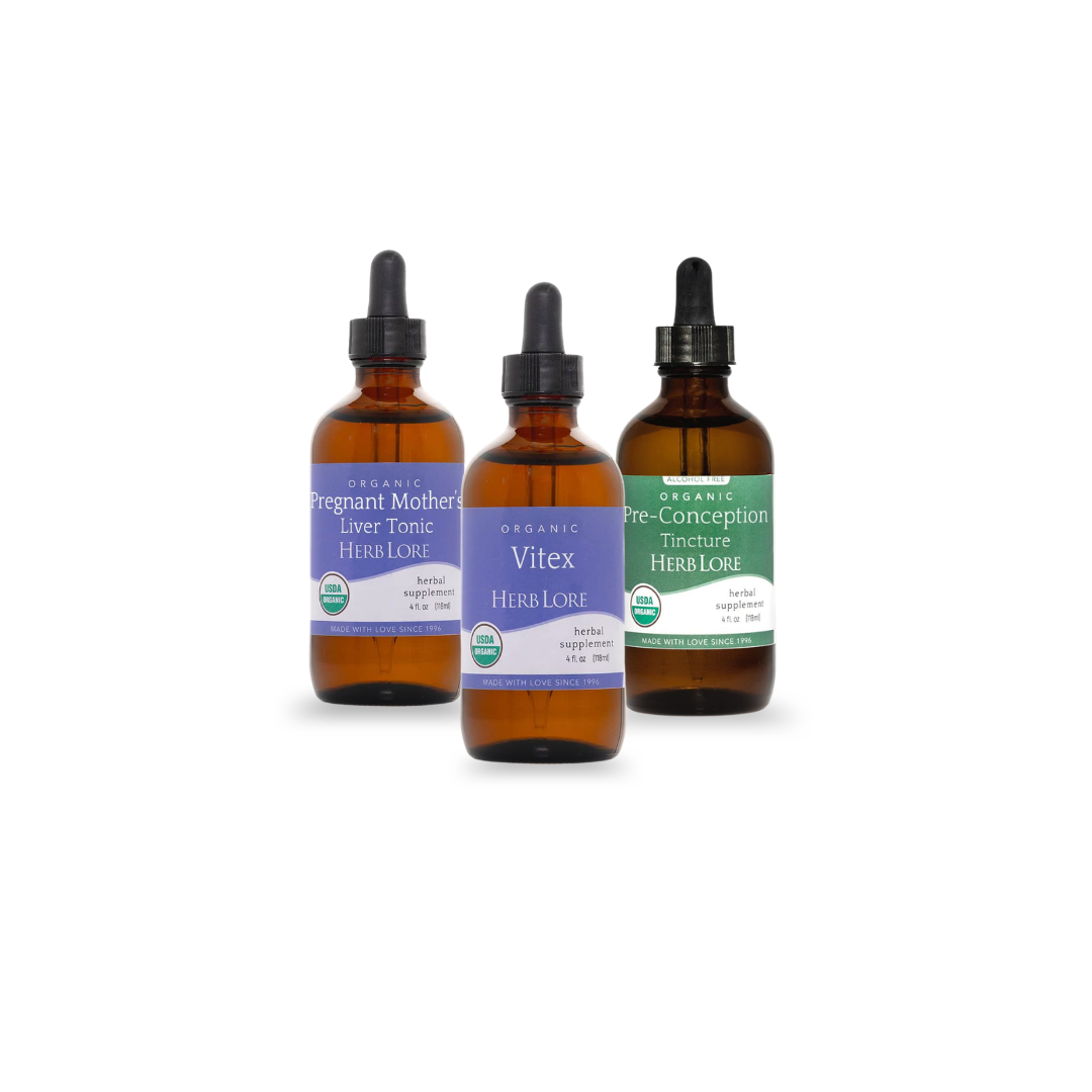 Fertility Prep Herbal Tincture Bundle - Certified Organic